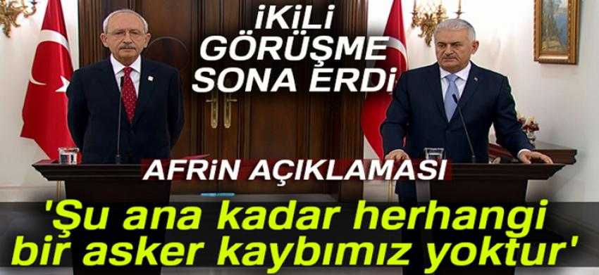 Yıldırım: 'Şu ana kadar herhangi bir asker kaybımız yoktur'