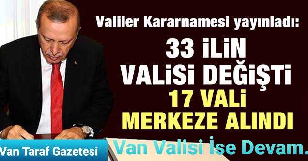 Valiler Kararnamesi yayınladı
