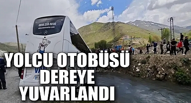 Yolcu otobüsü dereye yuvarlandı
