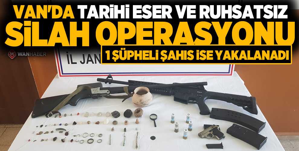 Van'da tarihi eser ve ruhsatsız silah operasyonu