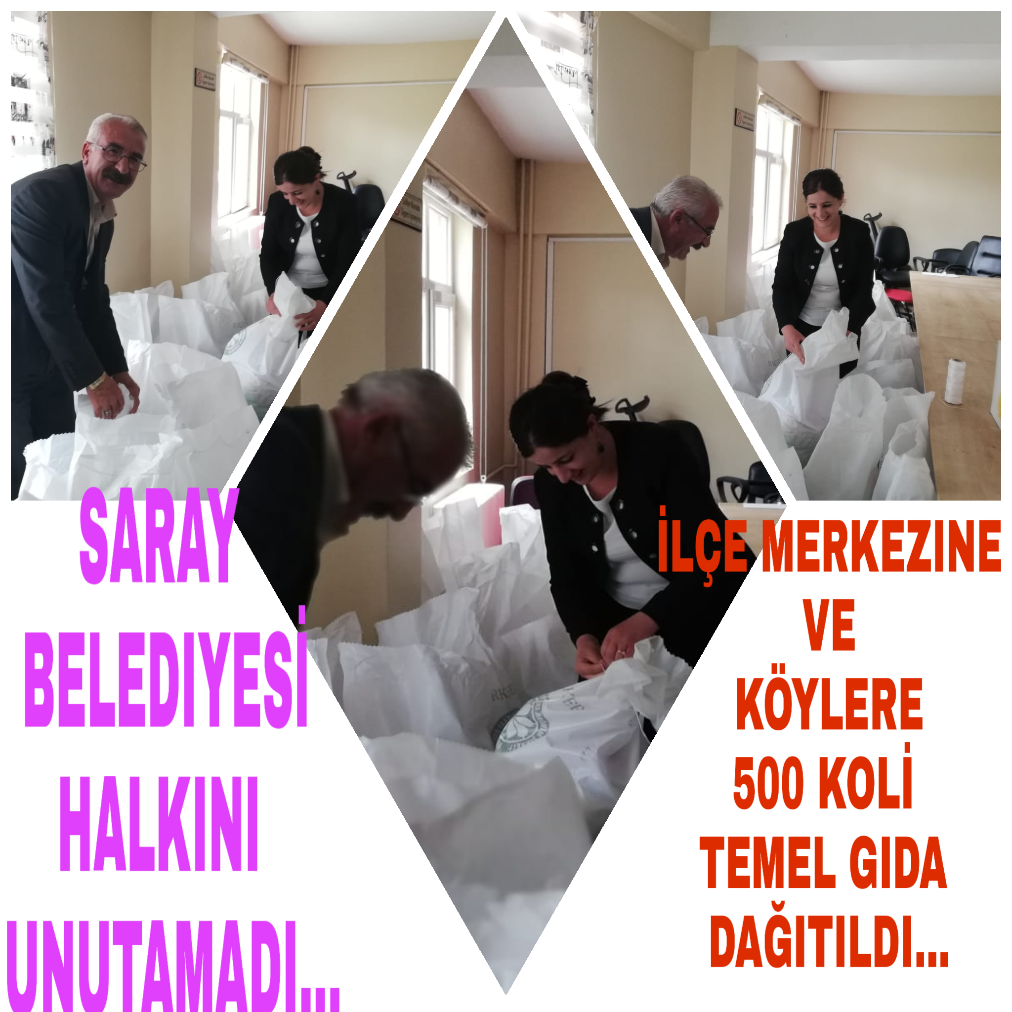 Saray Belediyesi Dar Gelirli Ailelere Yardım Kolisi Dağıttı...
