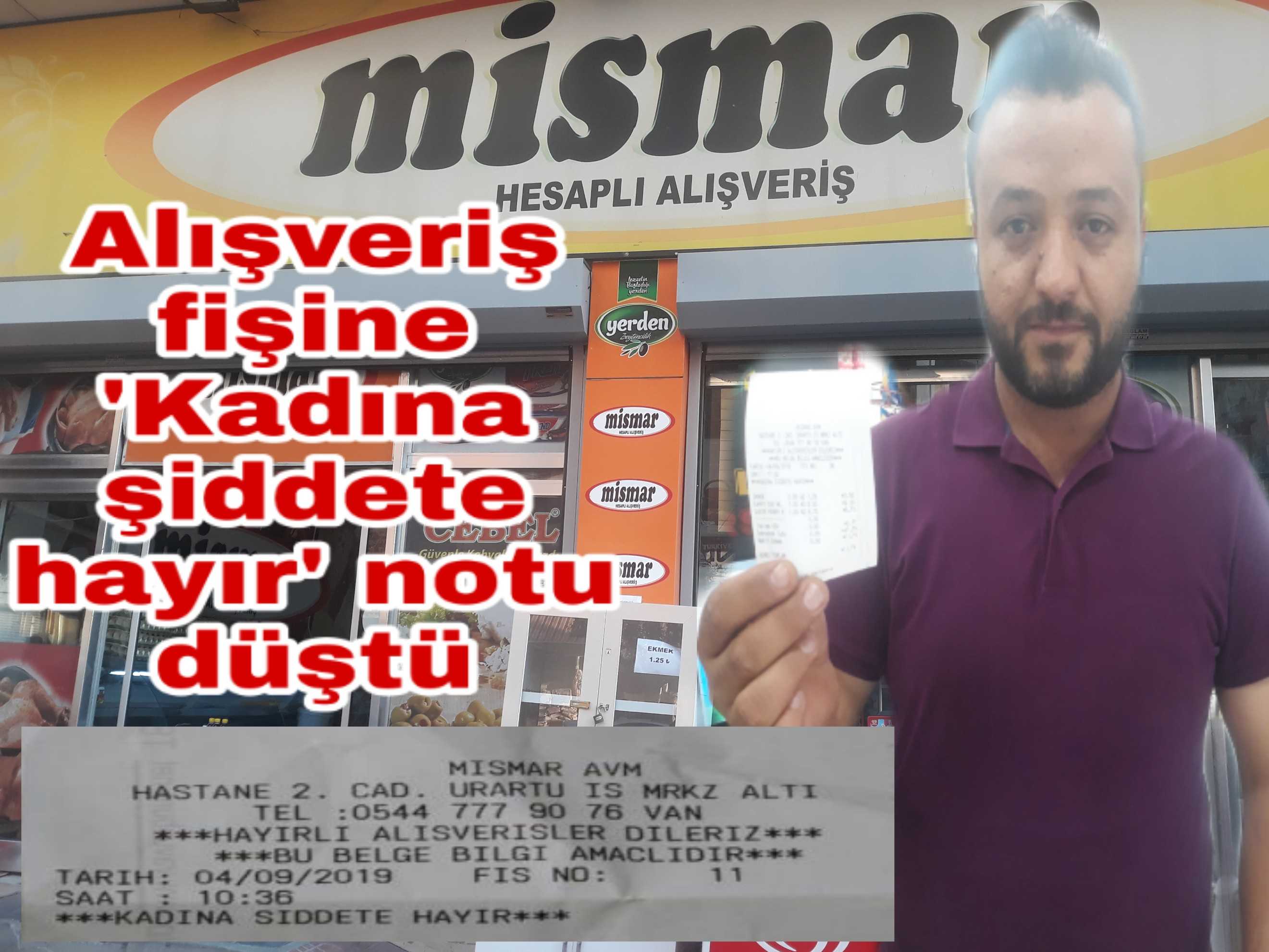 Alışveriş fişine 'Kadına şiddete hayır' notu düştü