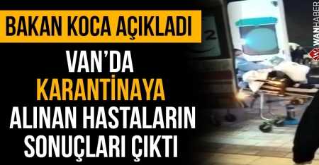 Van'daki koronavirüs şüpheleri ile ilgili sonuçlar çıktı!